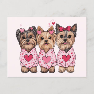 Carte Postale Chiens de Yorkie de la Saint-Valentin