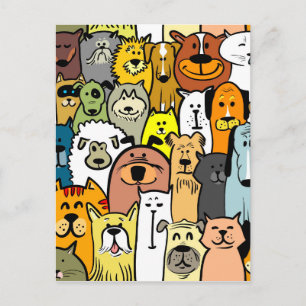Carte Postale Chiens et chats illustrés