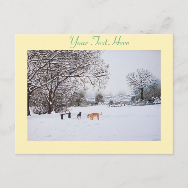 Carte Postale chiens jouer hiver neige paysage paysage (Devant)