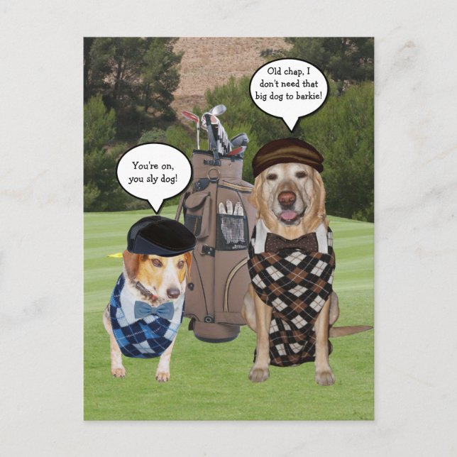 Carte Postale Chiens sur le Golf (Devant)