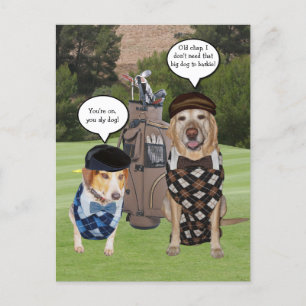 Carte Postale Chiens sur le terrain de golf