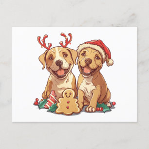 Carte Postale Chiens taureaux de Noël Pit