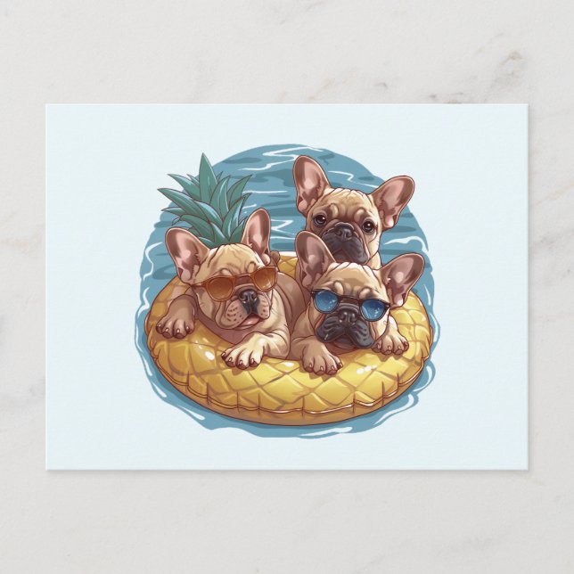 Carte Postale Chiens-taureaux français - Flotte de la piscine d' (Devant)