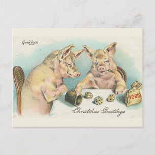 Carte Postale Chiens vintages Jouant aux dés