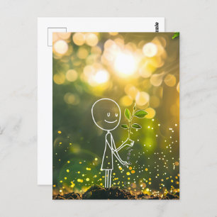 Carte Postale Chiffre en bâton d'art en ligne blanche, Croisemen