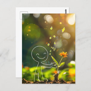 Carte Postale Chiffre en bâton d'art en ligne blanche, Croisemen