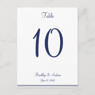 Carte Postale Chiffres de table des Mariages nautiques blancs