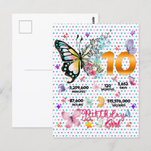 Carte Postale Chiffres doubles papillons 10 ans papillons