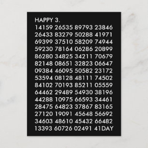 Carte Postale Chiffres mathématiques 3.14 Drôle Joyeux Jour Pi