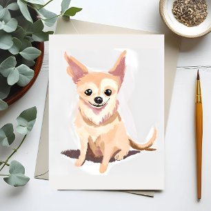 Carte Postale Chihuahua Chig   Aquarelle de chien mignon chien a