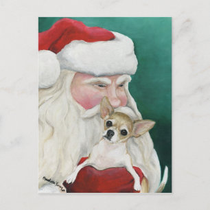 Carte postale Chihuahua et Père Noël