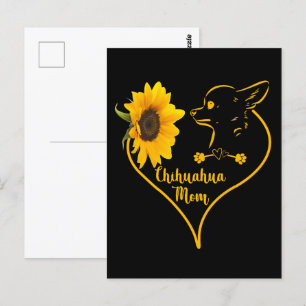 Carte Postale Chihuahua Maman avec Sunflower Heart Fête des mère