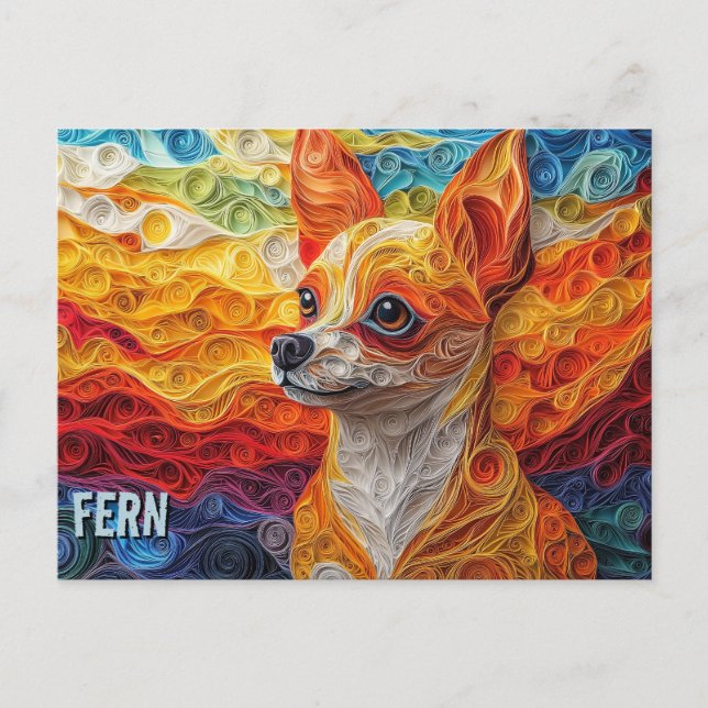 Carte Postale Chihuahua Papier Quitter Art Chien Portrait (Devant)