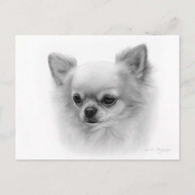 Carte Postale Chihuahua peint à la main avec les yeux âmes (Devant)