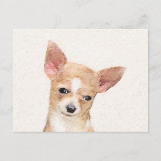Carte Postale Chihuahua Peinture - Cute Original Chien Art (Devant)