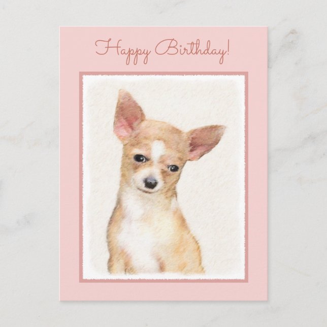 Carte Postale Chihuahua Peinture - Cute Original Chien Art (Devant)