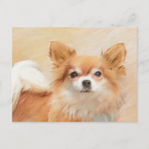 Carte Postale Chihuahua Peinture de Chien à long Haired Art orig