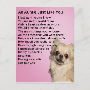 Carte Postale Chihuahua Tante Poem