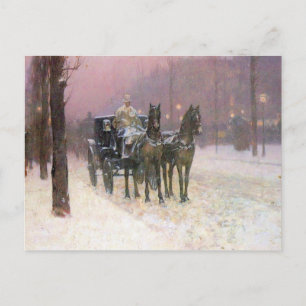 Carte Postale Childe Hassam - Street scene with two cabs