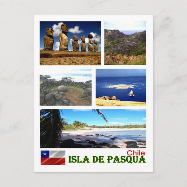 Carte Postale Chili - Île de Pâques - Mosaïque - (Devant)
