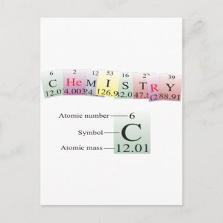 Carte Postale Chimie épelée avec éléments