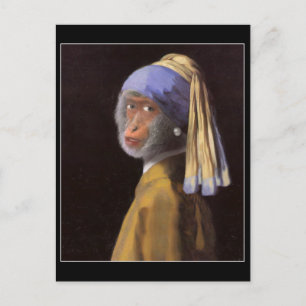 Carte Postale Chimp avec l'oreille de la perle
