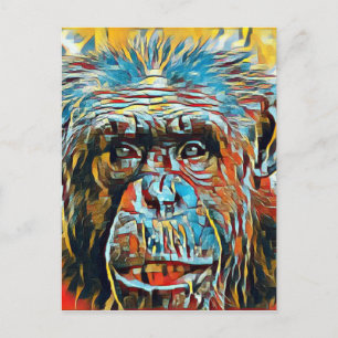 Carte Postale Chimp Chimpanzee Pop Art Digital Photograph