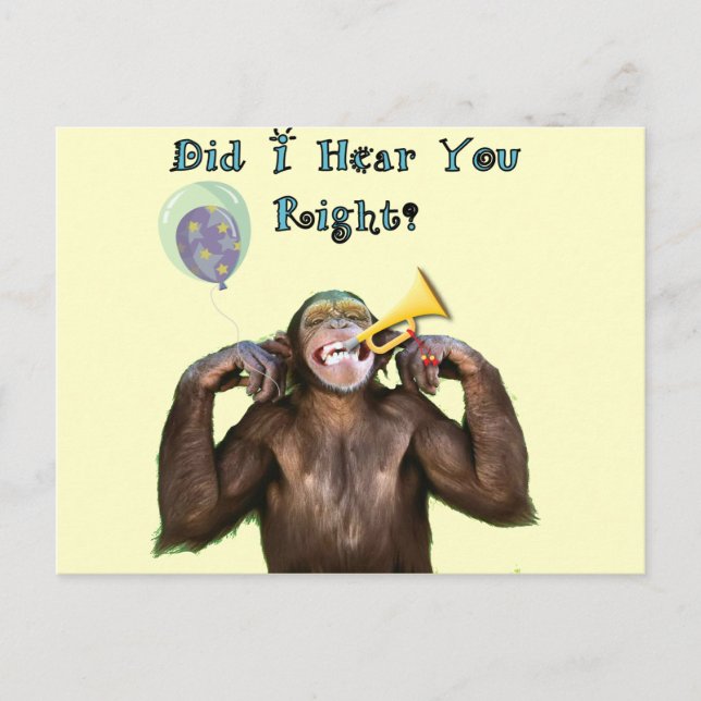 Carte Postale Chimpanzé drôle au-dessus de l'anniversaire de (Devant)
