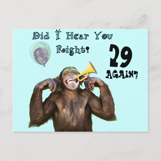 Carte Postale Chimpanzé drôle sur la colline Anniversaire (Devant)