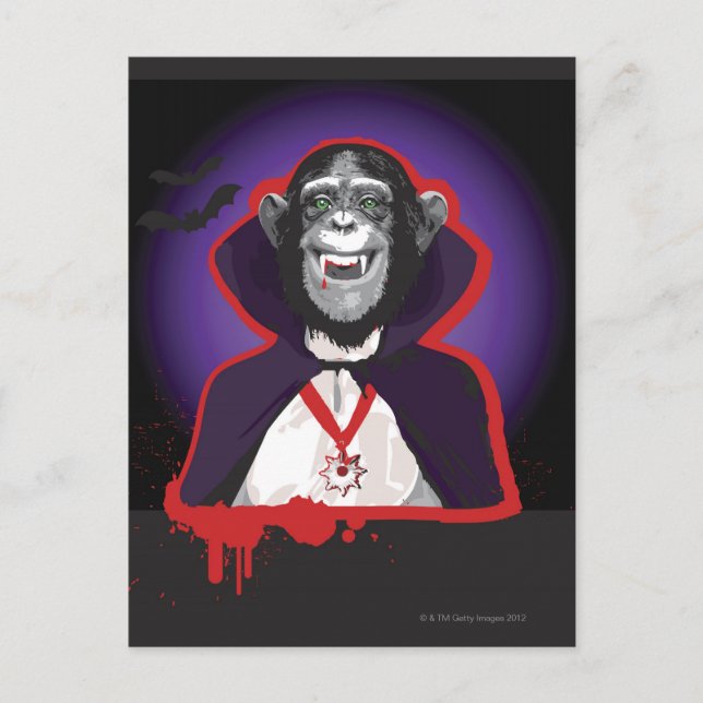 Carte Postale Chimpanzé en costume Dracula (Devant)