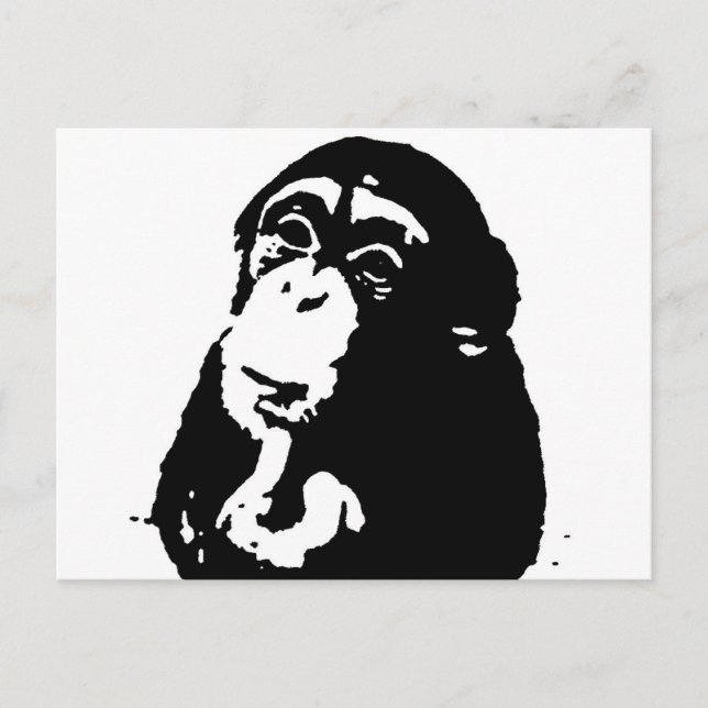 Carte Postale Chimpanzé Pop Art Thinking (Devant)
