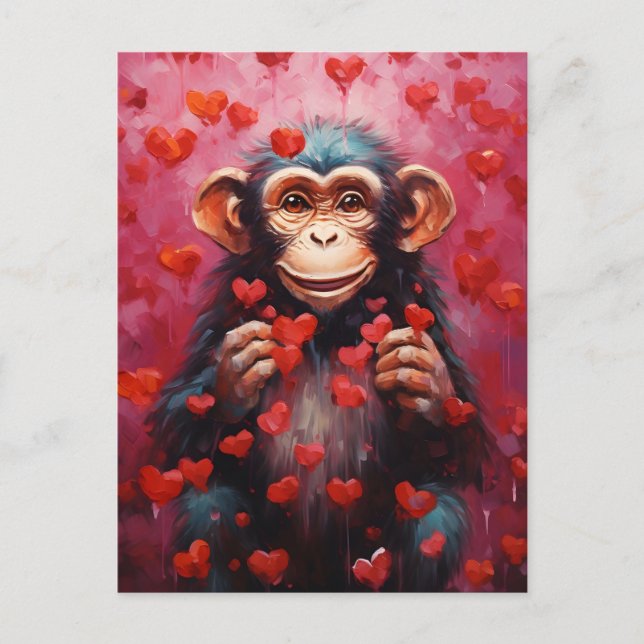 Carte Postale Chimpanzé Valentines (Devant)