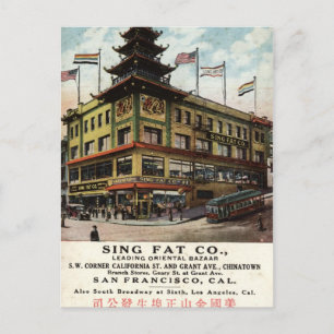 Carte Postale Chinatown Sing Fat San Francisco 1915 vintage
