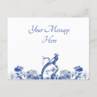 Chine florale bleue et blanche Motif avec oiseaux