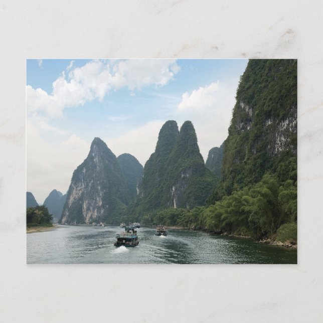 Carte Postale Chine, Guilin, Li River, Bateaux de la rivière le  (Devant)