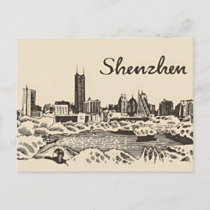 Carte Postale Chine shenzhen vintage chinchese Aquarelle de voya