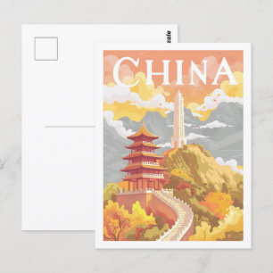 Carte Postale Chine Tiongkok Vintage célèbre Travel Place
