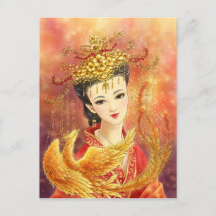 Carte Postale Chinese Bride with Phoenix Fantasy Postcard