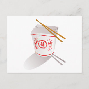 Carte Postale Chinese Take Out Food Box with Chopsticks