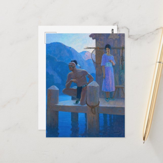 Carte Postale Chingachgook par Newell Convers Wyeth (Devant/Arrière en situation)