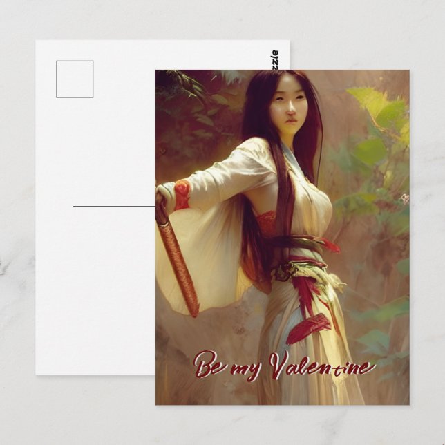Carte Postale Chinois Wuxia Fighter Martial Arts Valentine (Devant / Derrière)