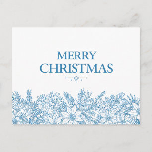 Carte Postale Chinoiserie élégante de Noël florale bleue