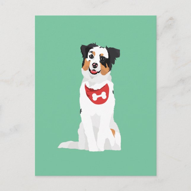 Carte Postale Chiot australien mignon de berger avec le Bandana (Devant)