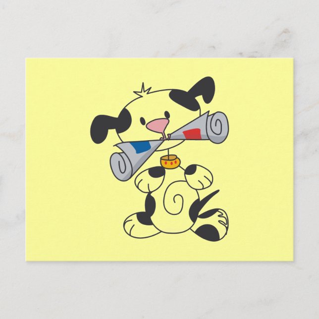 Carte Postale Chiot avec le T-shirts et les cadeaux de journal (Devant)