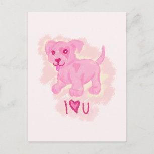 Carte Postale Chiot rose
