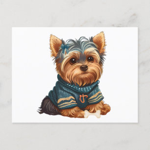 Carte Postale Chiot Yorkshire Terrier aquarelle adorable