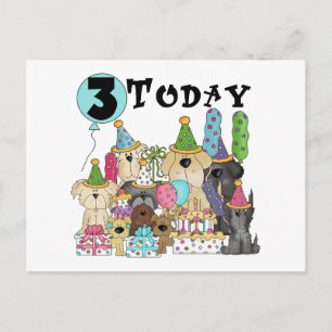 Carte Postale Chiots 3e anniversaire Bash Tshirts et cadeaux