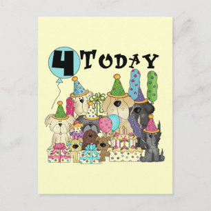 Carte Postale Chiots 4e anniversaire Bash Tshirts et cadeaux