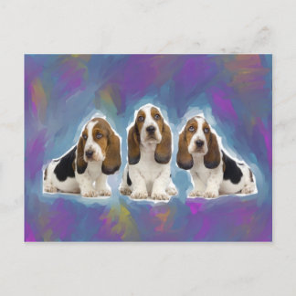 Carte Postale Chiots de Basset Hound
