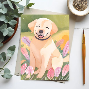 Carte Postale Chiots Labrador Retriever   Lab Dog Mignon Aquarel